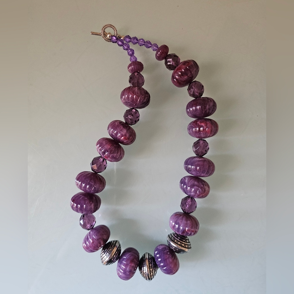 Purple Bead Statement Necklace - Unbranded
